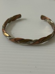 Vintage Copper, Brass, And Silver Bracelet Cuff Art Deco -#555