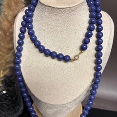 Vintage Trifari Signed Blue Beaded Necklace | Long 36 In Acrylic | MCM