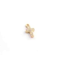 1 Pc Pave Diamond Cross Pendant,925 Sterling yellow Gold Pave Diamond Findings