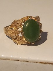 Vintage Antique 14k Gold Ring with Jade 5th generation owner