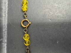 1930’s Art Deco Czech Glass Amber & Yellow Brass Filigree
