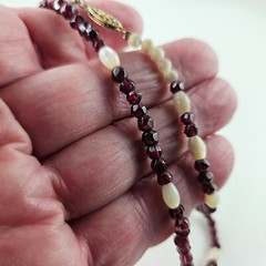 Necklace Amethyst & Mother of Pearl Beads 22 inch [8068]
