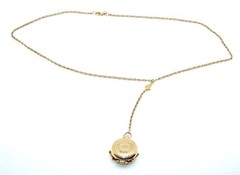 Vintage 1928 Co. Gold Tone Four Picture Locket Pendant Y Chain Necklace 24″ + 4″