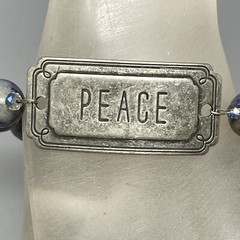Gemstone Bracelet Blue Gray Marble Stone Peace Tag Toggle Healing Chakra Boho
