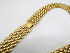 Vintage Gold Tone Wide Curb Link Choker Linked Necklace 15.5 Inch