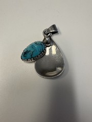 Sterling Silver and Turquoise Stamped Vintage Pendant 925 Mexico Vintage Taxco
