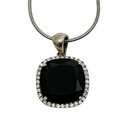 sterling silver onyx & cubic zirconia pendant – GM541