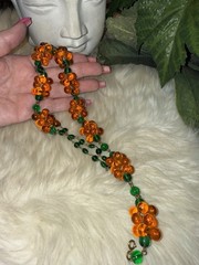 Louis Rousselet Rare Gorgeous Gripoix Green & Amber Glass In 25 Inches Long! D5
