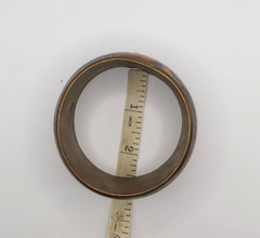 Vintage Wide Brass Floral Bangle Black Lacquer Enamel Statement Cuff Asian Style