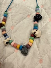 Rare! Chunky 1980s Flying Colors Ceramic Rabbit Necklace