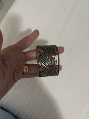 Vintage Carol Lee Leaf Cut Out Silver Tone Cuff Bracelet – Nature Inspired