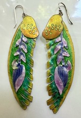 Vintage 1990 Local Loloy Sterling Silver Colorful Enamel Large Dangle Earrings