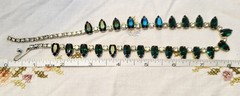 Vintage Signed Kramer Green Rhinestone Necklace