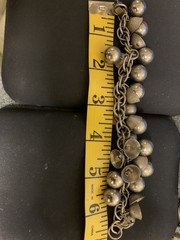 Vintage Silver Tone Charm Bracelet Balls and Bells 7″