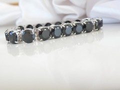Sterling Silver 925 Natural 50tcw Black Spinel Tennis Bracelet 8″