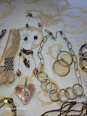 Vintage Mixed Stone Material Curated Jewelry Lot Picasso Jasper Bronze Copper A+