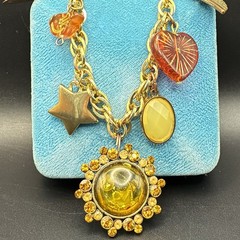 Vintage Brassy-Bronzy Chain Necklace of Mixed Metals: Heart, Bird, Angel Wing