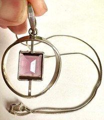 VTG K&L Kordes Lichtenfels Modernist 835 Silver Amethyst German Pendant Necklace