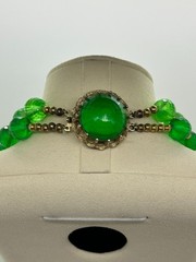 Vintage 1960s Green Lucite Faceted Bead Necklace Chunky Mod MCM