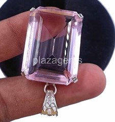 Pretty Emerald 100Ct TCW Pink Topaz 925 Sterling Silver Gemstone Pendant 24JQ