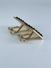 Swank Cufflinks Mother of Pearl square ribbed design bullet backs 1″