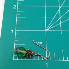 VTG 925 Faceted Glass 1in Drop Earrings Sterling Silver 2gtw Blue Green Swirl