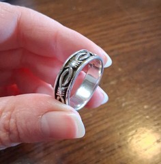 Vintage Sterling Barbed Wire 7.5MM WIDE Band Ring Size 13.5 6grams See Pics/Desc