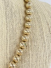 Vintage Crown Trifari Ball Bead Textured Gold Tone Chocker 14.5-16” Necklace