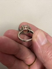 925 Sterling Silver Faceted Pink Topaz Shiny Cocktail Ring Sz 8.75