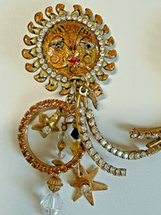 ” LUNCH at the RITZ ” Sun Goddess Solar Loops Swarovski Crystal Clip-on Earrings