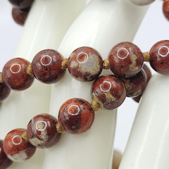 Jasper Stone Varied Brown Hues Hand Knotted Beaded Over the Head Necklace 30 In