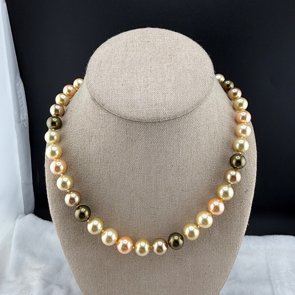 Vintage Beaded Glass Necklace Fall Autumn 18”