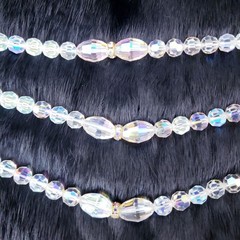Vintage 1950s 3 Strand Aurora Borealis AB Necklace Choker Alice Caviness