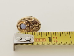 Antique Art Nouveau Repousse Gold Filled Opaline Glass? Screwback Earrings