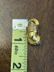 Vintage Les Bernard Vc Vanity Earrings Gold Tone Textured Small Hoops Clip-Ons!