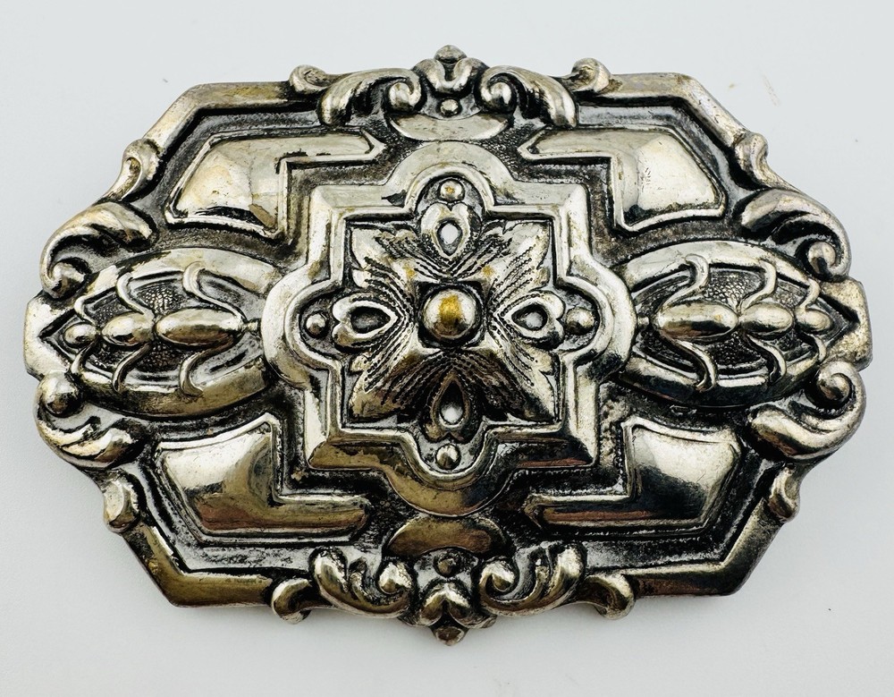 Antique Victorian Silver Plate Buckle Conversion Brooch 3 Inch