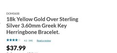 18K yellow gold over sterling silver 3.6MM Greek key herringbone bracelet NEW