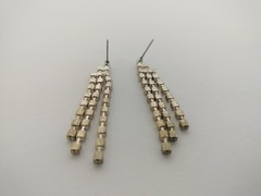 Vintage Earrings Silver Tone Clear Rhinestone Chandelier Dangle Drop Clip On