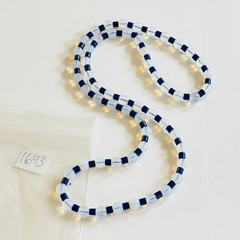 VTG Opalescent Necklace Opalite Art Glass cobalt blue beaded Beads Collar 32″L
