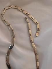 Vtg Modernist Sterling Silver Flat Oval Link Necklace 20″
