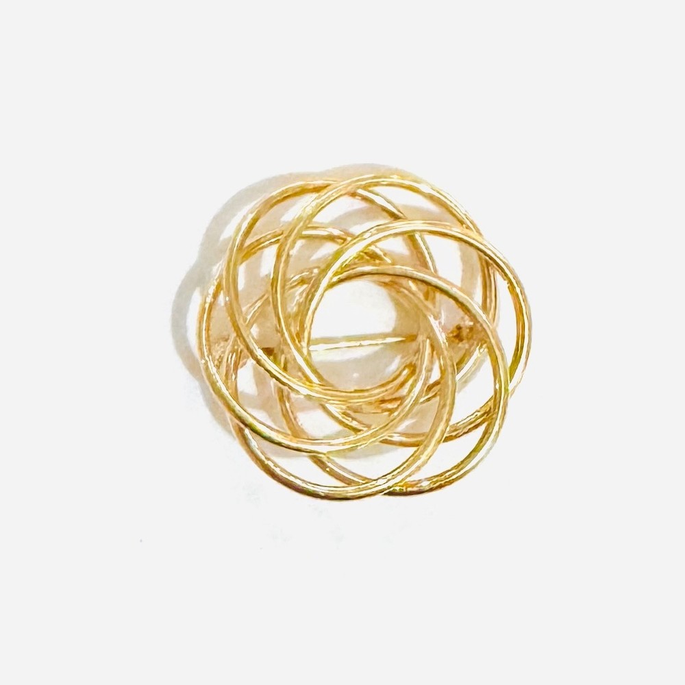 Solid 14k Yellow Gold Interwoven Loops MCM Brooch Pin 1.8g 24mm