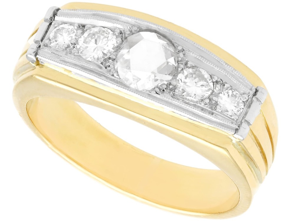 0.68Ct Diamond and 18k Yellow Gold 18k White Gold Dress Ring Circa 1950