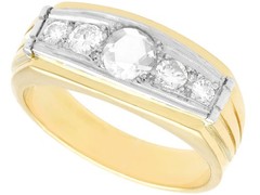 0.68Ct Diamond and 18k Yellow Gold 18k White Gold Dress Ring Circa 1950