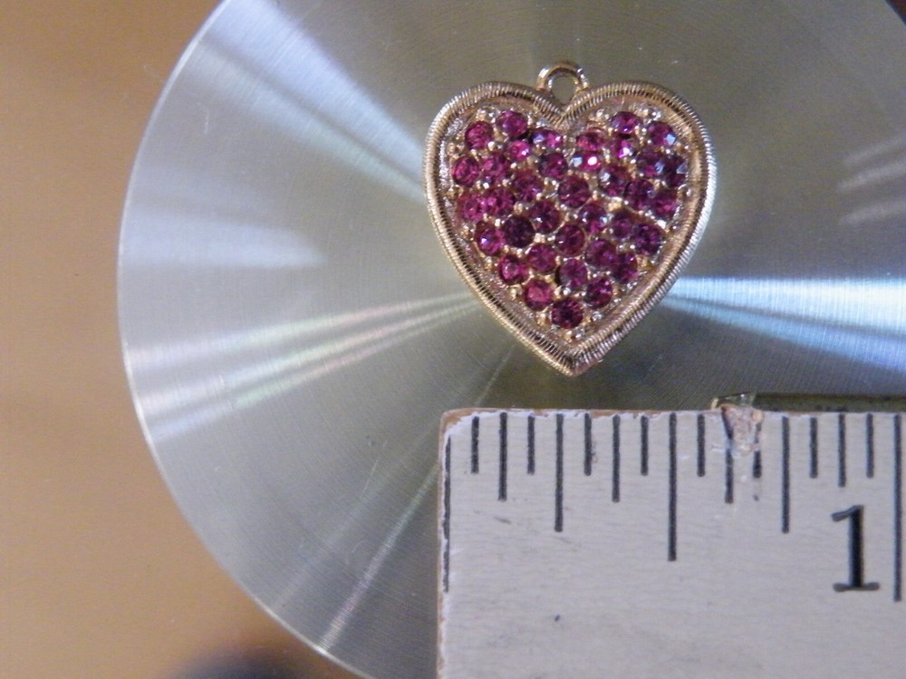 NAPIER Gold Tone PINK Rhinestones HEART Pendant ONLY Free Ship