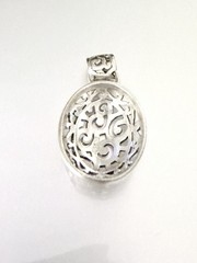 Estate Vintage 925 Sterling Silver Open Work Scroll Design Slide Pendant