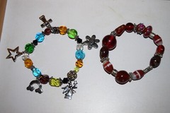 Vintage to now lot of 4 glass plastic metal beaded chain bracelets