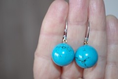 1 Pair Sterling Silver Semi round Large earrings Accessories Use with Any Stone