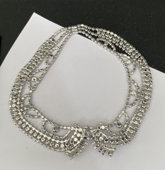Fabulous Stunning Retro Vintage Baguette Collar Dangle Rhinestone Necklace