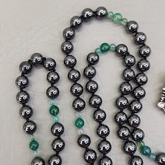 Beaded Necklace Sarah Coventry Brooch Lot of 2 Hematite 30 in