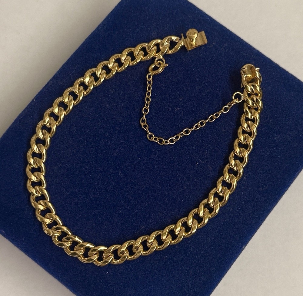 STUNNING! 14.5g 12k Gold Filled Detail Cuban Curb Link Bracelet 7.2″ Gf Vtg 6mm